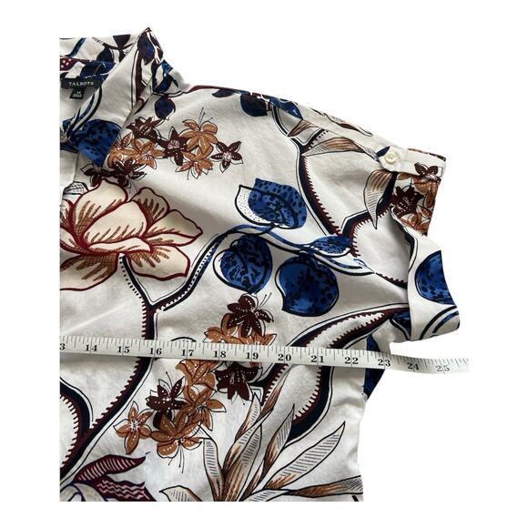 Talbots Shirtdress Womens 14 Cotton Poplin Midi Botanical Print Pockets Relaxed - Picture 8 of 11